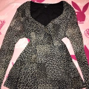 90s whimsical flowy mesh long sleeve blouse